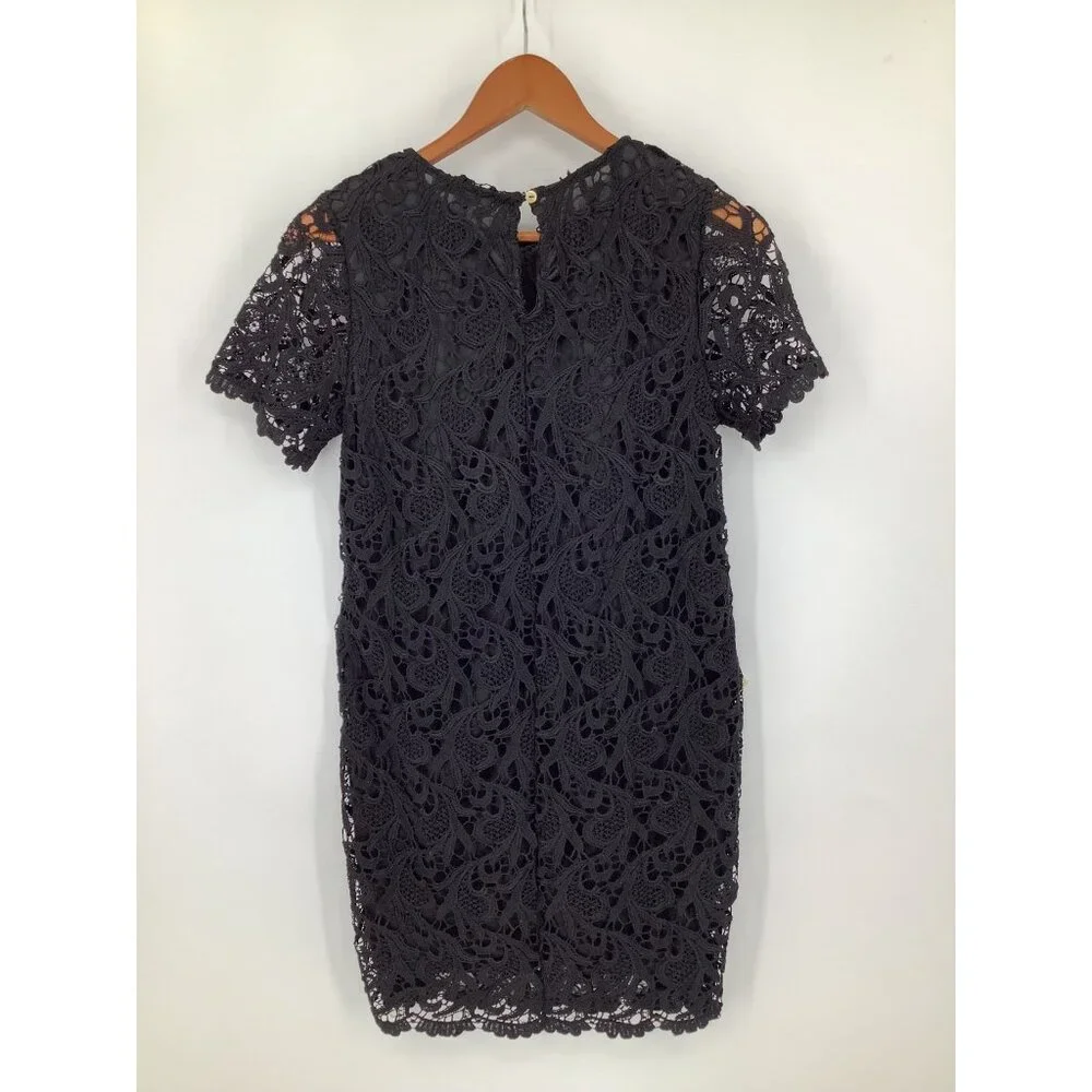 She + Sky Dress Women's Black M Lace Overlay Short Sleeve Mini - Picture 4 of 7